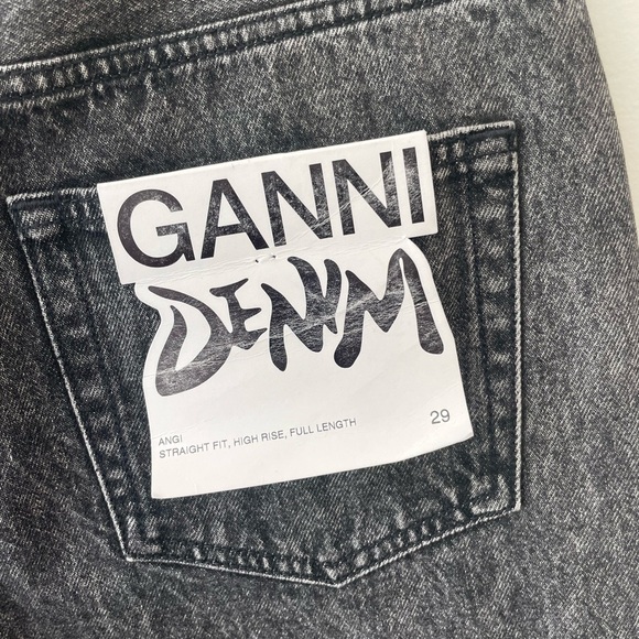 GANNI Angi Straight Fit High Rise Jean Organic Cotton Black Washed Size 29 Denim - Picture 7 of 9